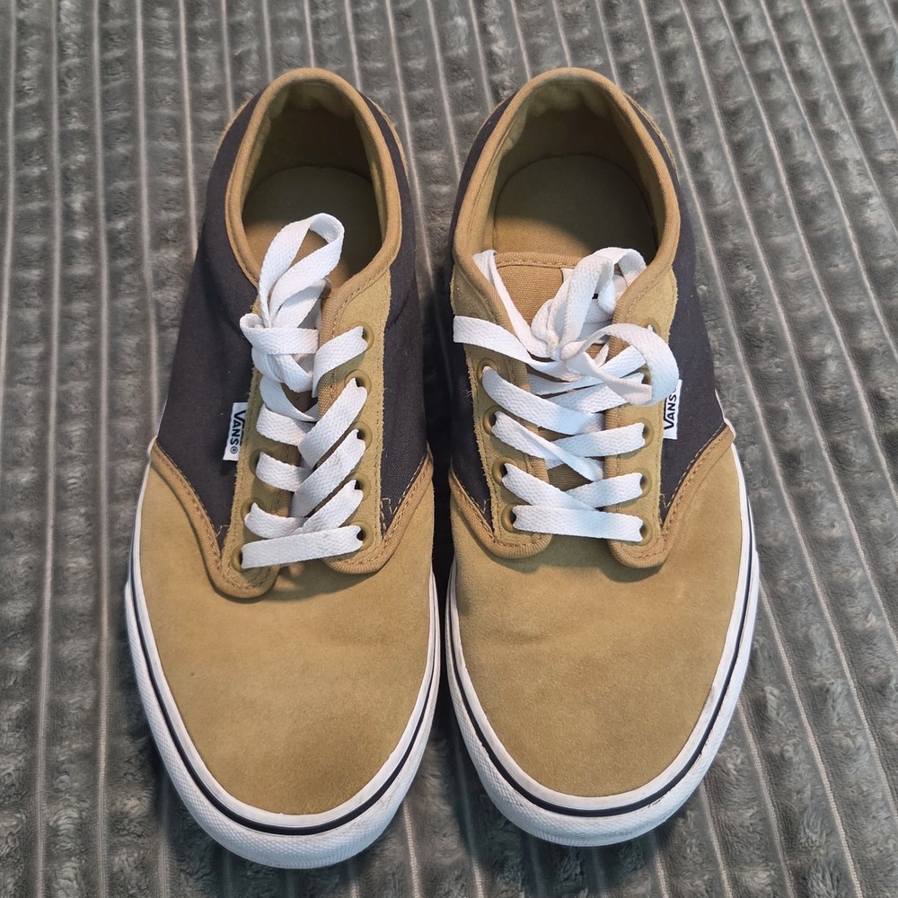 Vans Classic Skateboard Sneakers Mustard Gray Suede Canvas 751505 Mens Size 9.5